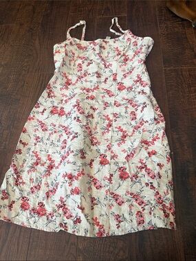 a new day White Floral Sundress with Pink Flowers